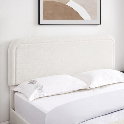Ball & Cast Queen Size Bed Frame,Boucle Upholstered Platform Bed with Patented 2 Drawers Storage & Curved Stitched Headboard,Wooden Slats Support,No Box Spring Needed,Easy Assembly,Ivory