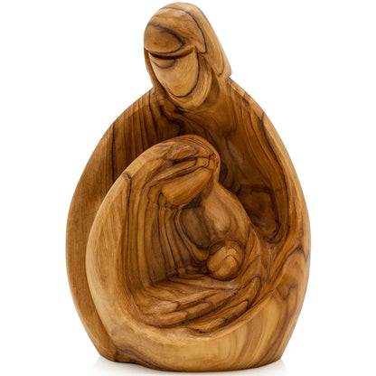 Zuluf Hand-Carved Olive Wood Holy Family Statue – Mary, Joseph & Baby Jesus Nativity Scene for Christmas Decor – Catholic Wooden Figurine 4.3" for Home or Church Display – HOF001