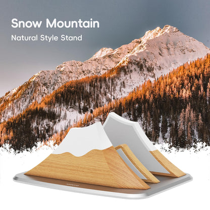 AFOOYO Vertical Dual Laptop Stand - Snow Peak-Shaped Wooden Adjustable Laptop Holder,2 Slots Desktop Dock Compatible with All MacBook, Surface,Chromebook,Dell & More(Beechwood)
