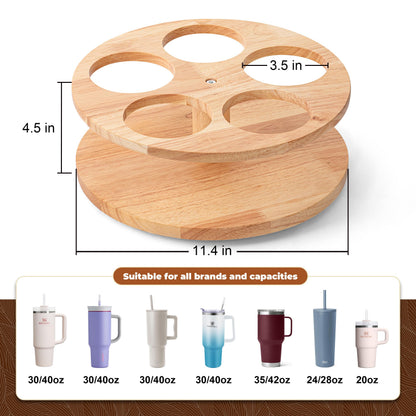 MyLifeUNIT Water Bottle Organizer for Stanley Cups 40oz/30oz/20oz, 360° Rotating Wooden Tumbler Organizer, Stanley Cup Holder for Cabinet Storage (Yellow)