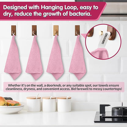 FIXSMITH Pink Microfiber Cleaning Cloth -Pack of 8, Highly Absorbent Cleaning