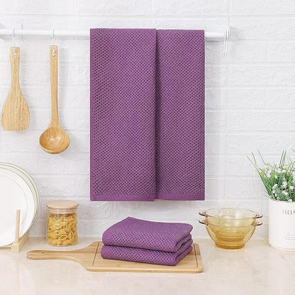 Kitinjoy 100% Cotton Waffle Weave Kitchen Hand Towels