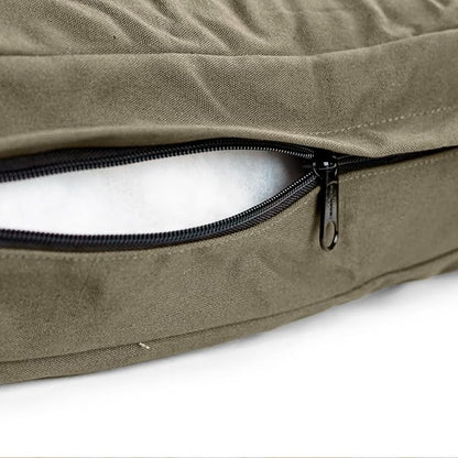 WHITEDUCK Outdoor Dog Bed Heavy-Duty 12oz Canvas, Water-Repellent Cotton, Machine Washable Removable Cover with Full-Length Zipper, Dog Bed for Large Dogs & Crate, (Olive) 41" Lx33 Wx4.3 th (XL)