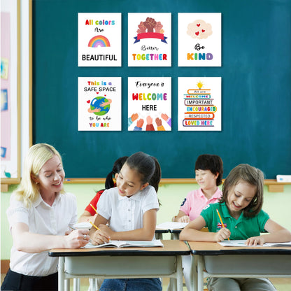 KDMAZH 6 Classroom Posters - Kindness & Diversity for Elementary Classroom Decor, 8x10Inch, Unframed