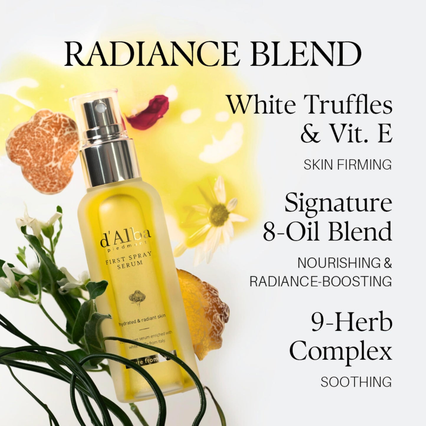 d'Alba Italian White Truffle First Spray Serum, Vegan Skin Care, Hydrating Face Moisturizer, Glow Serum for Radiant Skin, Non Comedogenic, All In One Mist, Korean skincare (100ml)