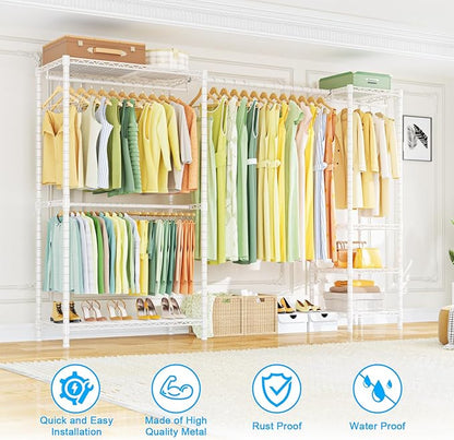 Ulif E10 Clothes Rack（With Stretchable Hanger Rod）Freestanding Clothing Racks