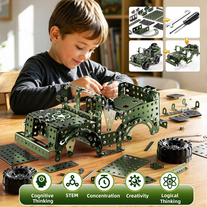 XINNOVEL Metal Model Truck Kits - STEM Projects for Kids Ages 8-12, Assembly Educational Building Toys Model Car Toys for Kids Boys Girls 8 9 10 11 12 Years Old