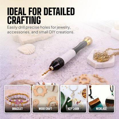 CRAFT911 Pin Vise Hand Drill Manual - Jewelry w/Micro Drill Bits (0.8mm-2.5mm) - Rotary Craft Drill for Jewelry Making, Resin, Wood, Plastic, Miniature, Beads, Clay Etc