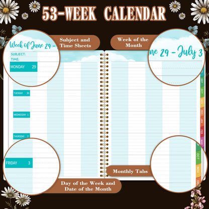 2026-2027 Teacher Planner, Lesson Planner 2026-2027, 8.5" x 11", July 2026 - Jun. 2027, Colorful Monthly Tabs, Inner Pocket