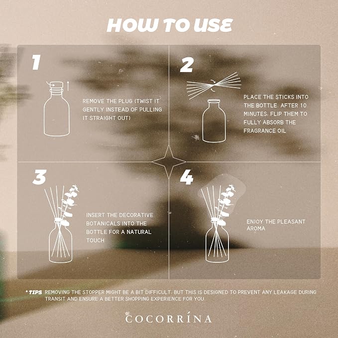 COCORRÍNA Eucalyptus Reed Diffuser Set of 3 - Sandalwood Rose, Cherry Blossom, Gardenia Scents, 1.7 fl oz Each, Total 5.1 oz, Scented Oil Diffusers for Home & Office