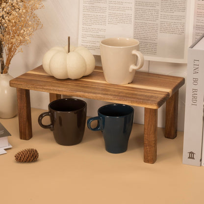RiLiKar Acacia Wooden Desktop Organizer Shelf Kitchen Cabinet and Counter Riser Display Shelf for Top of Desk Home Office Bathroom Coffee Table Display Stand
