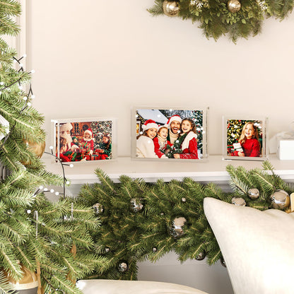 Egofine 4x6 Acrylic Frames 6 Pack, 20mm Thicker Frameless Clear Picture Frames, Double Sided Magnetic Picture Frames, Free Standing Desktop Display