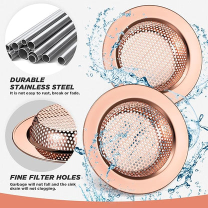 Retisee 2 Pcs Sink Strainer Stainless Steel Kitchen Sink Drain Strainer Basket