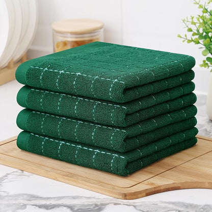 Homaxy 100% Cotton Terry Kitchen Towels, Checkered Designed, Soft and Super