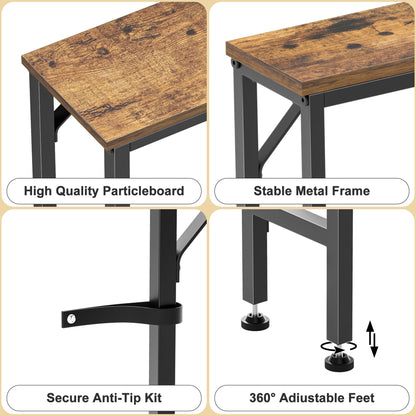 Vantimo 47.2" Console Table, Narrow Entryway Table, Skinny Sofa Table, Behind CouchTable, Long Skinny Table, DisplayTable for Entryway, Living Room, Foyer, Corridor, Office, Rustic Brown