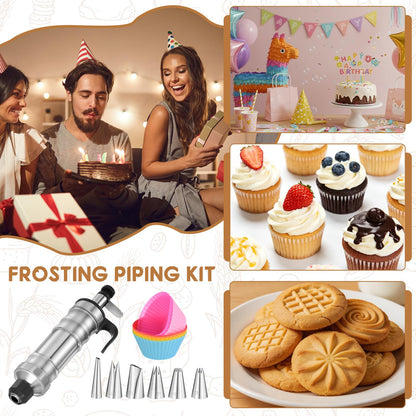 PATIKIL Dessert Decorating Set, Cake Decorating Kit with 6Pcs Stainless Steel Piping Tips 7 Pcs Silicone Cupcakes 1 Pcs Brush Frosting Piping Kit for Baking Pastry Decorating, Black