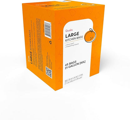 QUALIAZERO CITRUS SCENTED 21 Gal / 80 Liter | Drawstring Closure Trash Bag |