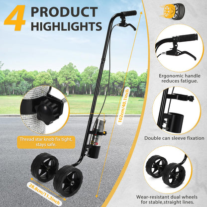 CAROD Marking Paint Wand, Dual-Wheel Line Marking Wand Sprayer Compatible with Inverted Marking Paint, Side Push Marking Stick for Ground Sport Field Parking Lot Spray Applicator (Black)