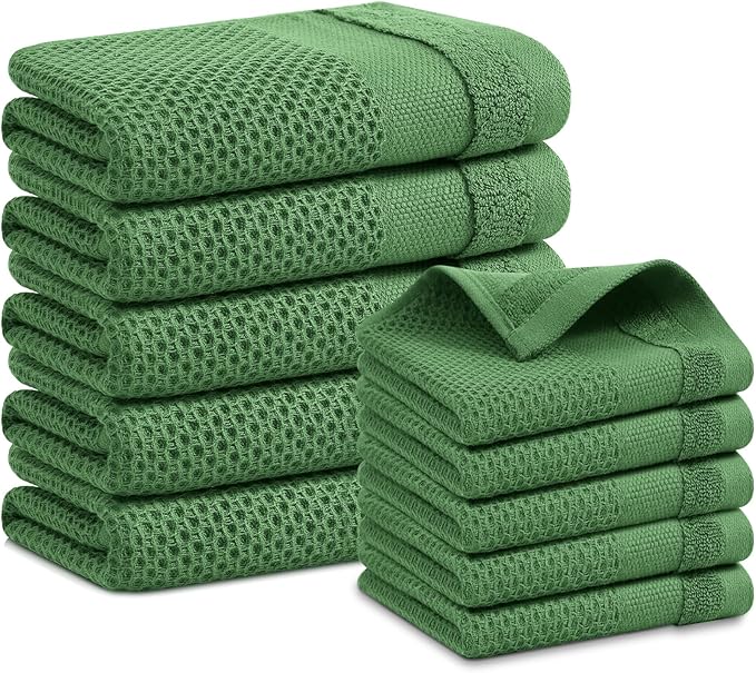 Homaxy Kitchen Towels and Dishcloths Set, 12 x 12 and 13 x 28 Inches, Super