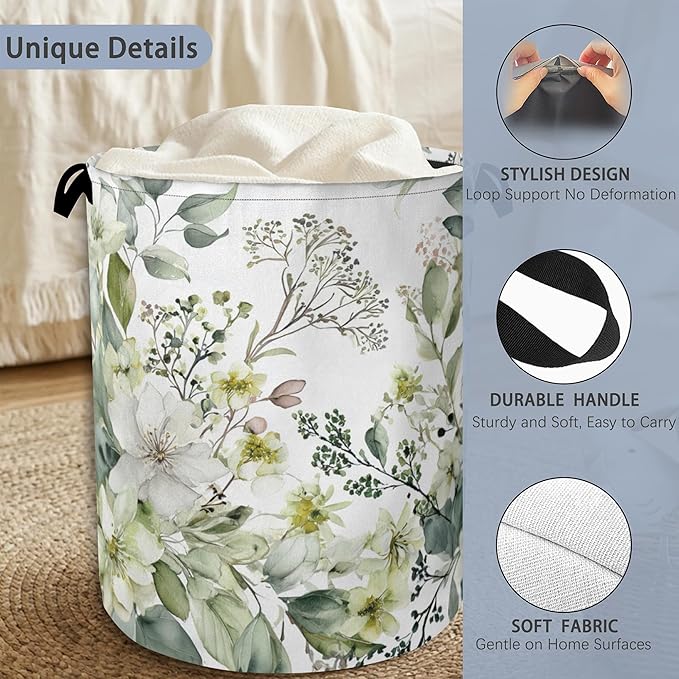 Flowers Plants HerbsLaundry Hamper, Dirty Clothes Laundry Basket