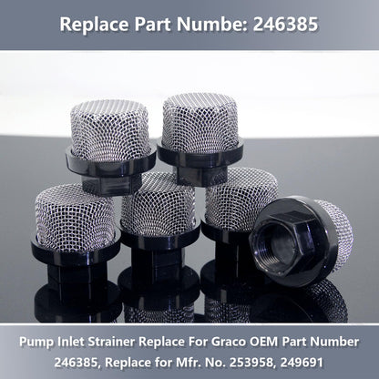 246385 Hose Inlet Strainer Filter Inlet Suction Strainer Mesh Filter for Graco 495 Ultra 395 390 Airless, for Wagner Spraytech Titan Paint Pumps (6 Packs)