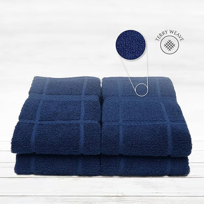 100% Cotton Terry Dish Towels for Kitchen, 4 Pack Plain, 16 x26 Inches