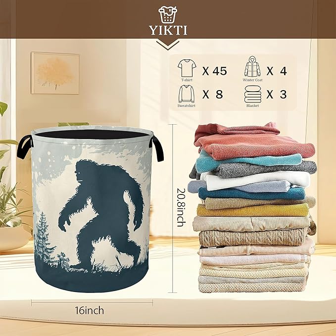 Big Foot Laundry Hamper, Retro Forest Collapsible Laundry Baskets, Waterproof