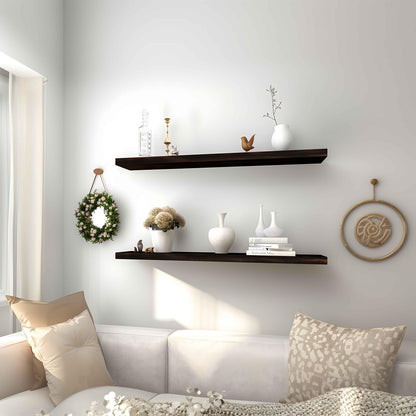 PHPH 36 Inch Wood Floating Shelves for Wall, Wooden Wall Shelves for Bedroom, Set of 4 Brown