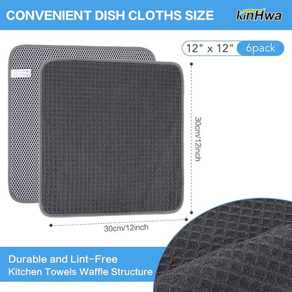 KinHwa Kitchen Washcloths for Dishes Absorbent Microfiber Dish Cloths Quick Dry