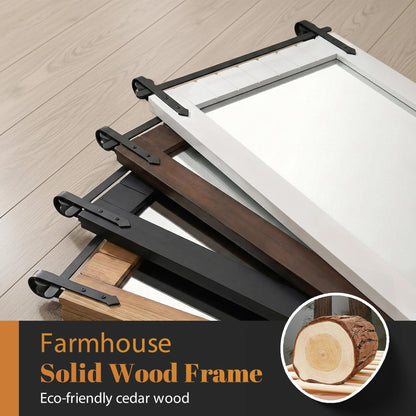 Besdomus Rustic Bathroom Farmhouse Mirror: 22"x30" Brown Western Barn Door Solid Cedar Wood Frame Vanity Mirror - Wall Mounted for Bathroom/Hallway/Living Room - Rustic Decor for Fashion-Conscious