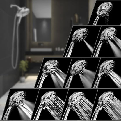 INAVAMZ Shower Head with Handheld High Pressure: Hand Held Shower Head & Rain Shower Head 2-IN-1 Shower Head with 59" Rotatable Stainless Steel Hose, Shower Trim Systems, Sliver 1.8GPM 15391