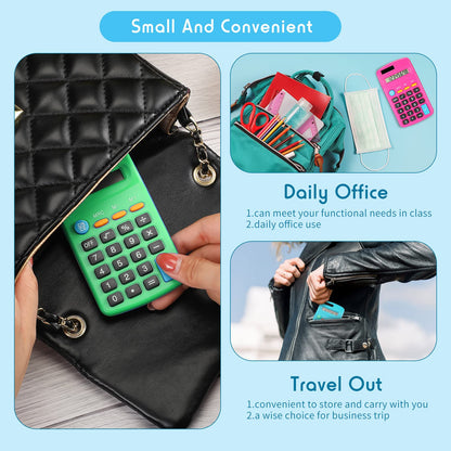 Weewooday 30 Pieces Small Basic Calculator Bulk 8 Digit Mini Solar Battery Dual Power Pocket Calculator for Kids Students Classroom Desktop Home Office, Standard Function 6 Colors