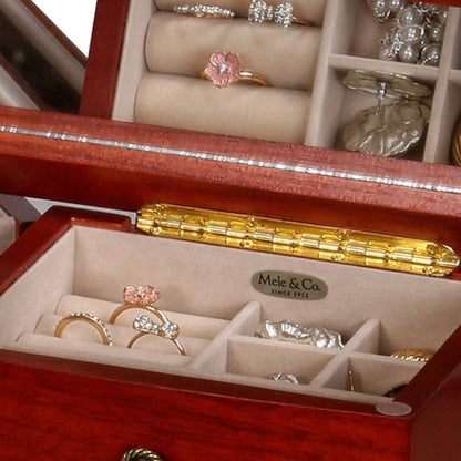 Mele & Co. Harmony Wooden Jewelry Box in Cherry Finish
