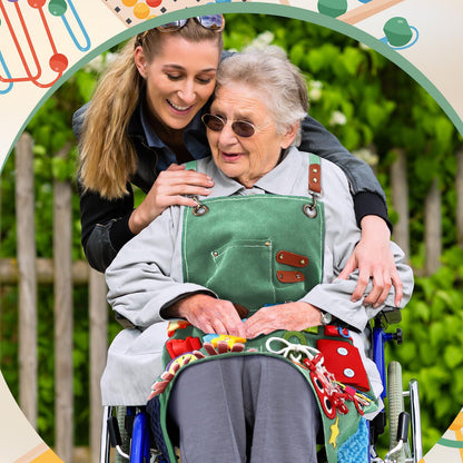 Shyyween Fidget Apron for Elderly Fidget Blanket for Dementia Alzheimer's Therapy Activity Apron Anxiety Relief supplies(Green)