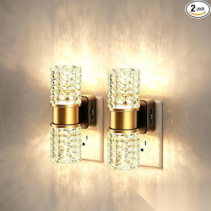 JandCase Night Light, Night Lights Plug into Wall,2 Pack Automatic LED Night Light with Adjustable Brightness, 3000K Plug in Night Lights with Auto Light Sensor, for Bathroom Hallway Decor