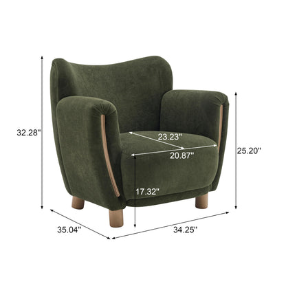 Christopher Knight Home Beba Low Profile Wingback Accent Chair Set of 2, Velvet Club Chair, Bedroom Comfy Reading Chair, Wooden Living Room Single Lounge Sofa, Olive Green