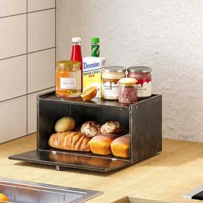 Trironsun Bamboo Bread Box for Kitchen Counter Farmhouse Bread Storage Container Large Capacity Bread Storage Bin Bread Holder (Antique Back)