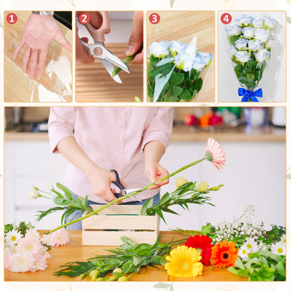 JOYIT Clear Flower Bags for Bouquets, 100PCS Wrapping Papers 13.8in x 18in, Wrapping Bags, Floral Sleeves for Floral bouquets Packaging