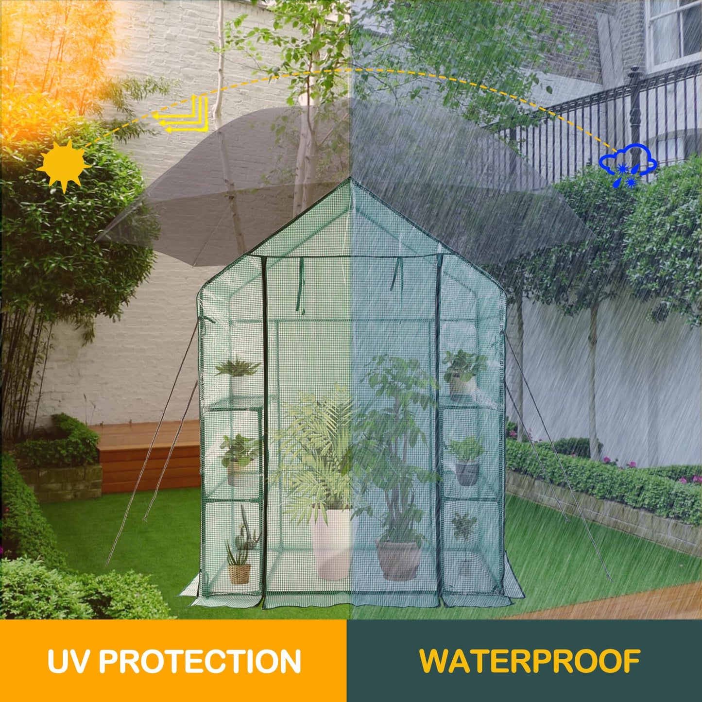 KOKSRY Mini Greenhouse,Greenhouses for Outdoors,Portable Walk in Green House for Garden Plants That Need Frost Protection and Away from Pests, Animals(56"x30"x76")-Green