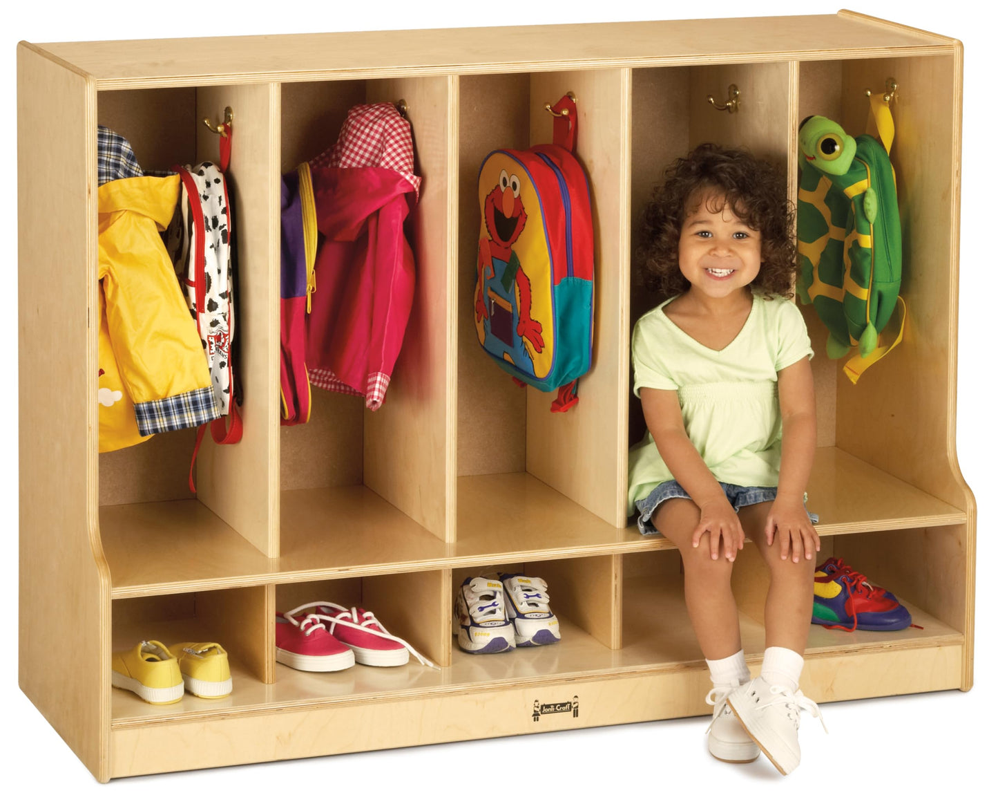 Jonti-Craft 6684JC Toddler 5 Section Coat Locker with Step, without Bins