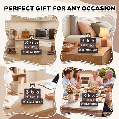 6 Pcs 365 Days Countdown Adoption Wooden Table Decor, Adopt Rustic Table Centerpiece Decorations for Home Office Shelf