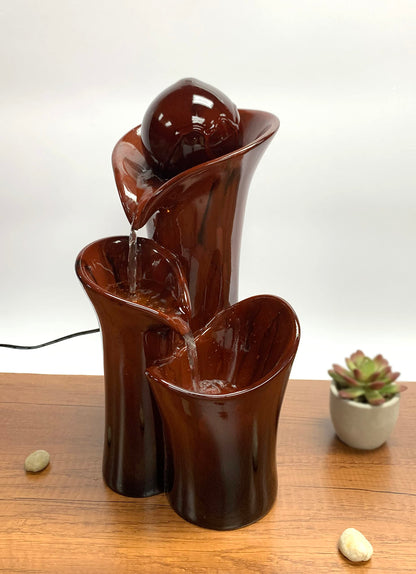 Nature's Mark 12.4" H Amber Ball Cascading Tabletop Water Fountain and LED Lights (Power Cord Attached)
