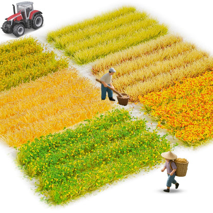 Warmtree 24 Pcs Static Grass Bushy Tufts Lowland Shrubs Model Kit Scenery Model DIY Miniature for Train Landscape Railroad Scenery Sand Military Layout Model War Gaming Terrain Diorama Supplies