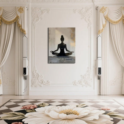 Framed Yoga Meditation Canvas Wall Art Minimalist Zen Silhouette Print Spiritua Mindfulness Painting Poster for Living Room Bedroom Yoga Studio Meditation Room Décor12x16 Inches