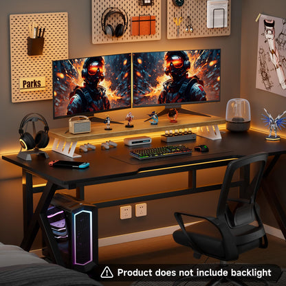 NestNeat Dual Monitor Stand Riser, 39 Inch Large Wood Monitor Stands for 2 Monitors, Desk Monitor Riser for Computer/Laptop/Printer/TV, Stand Riser up to 220 lbs