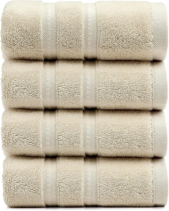 Simple&Opulence 4 Pcs Premium Hand Towels 16"x28", 600 GSM 100% Ring Spun Cotton