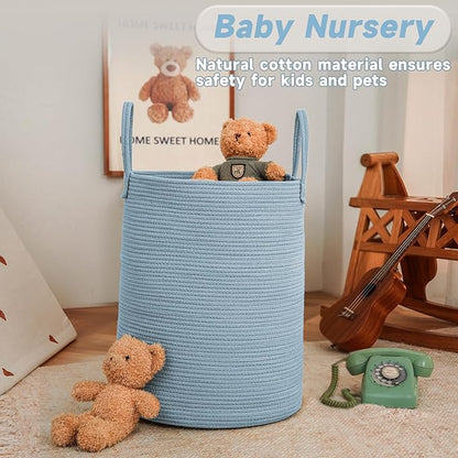 Large Woven Laundry Basket Hamper, 80L Cotton Rope Storage Bin