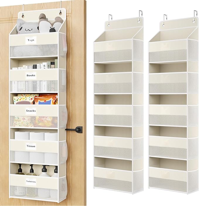 Over The Door Organizer Hanging, 2 Pack 5 Shelf Behind The Doors Storage
