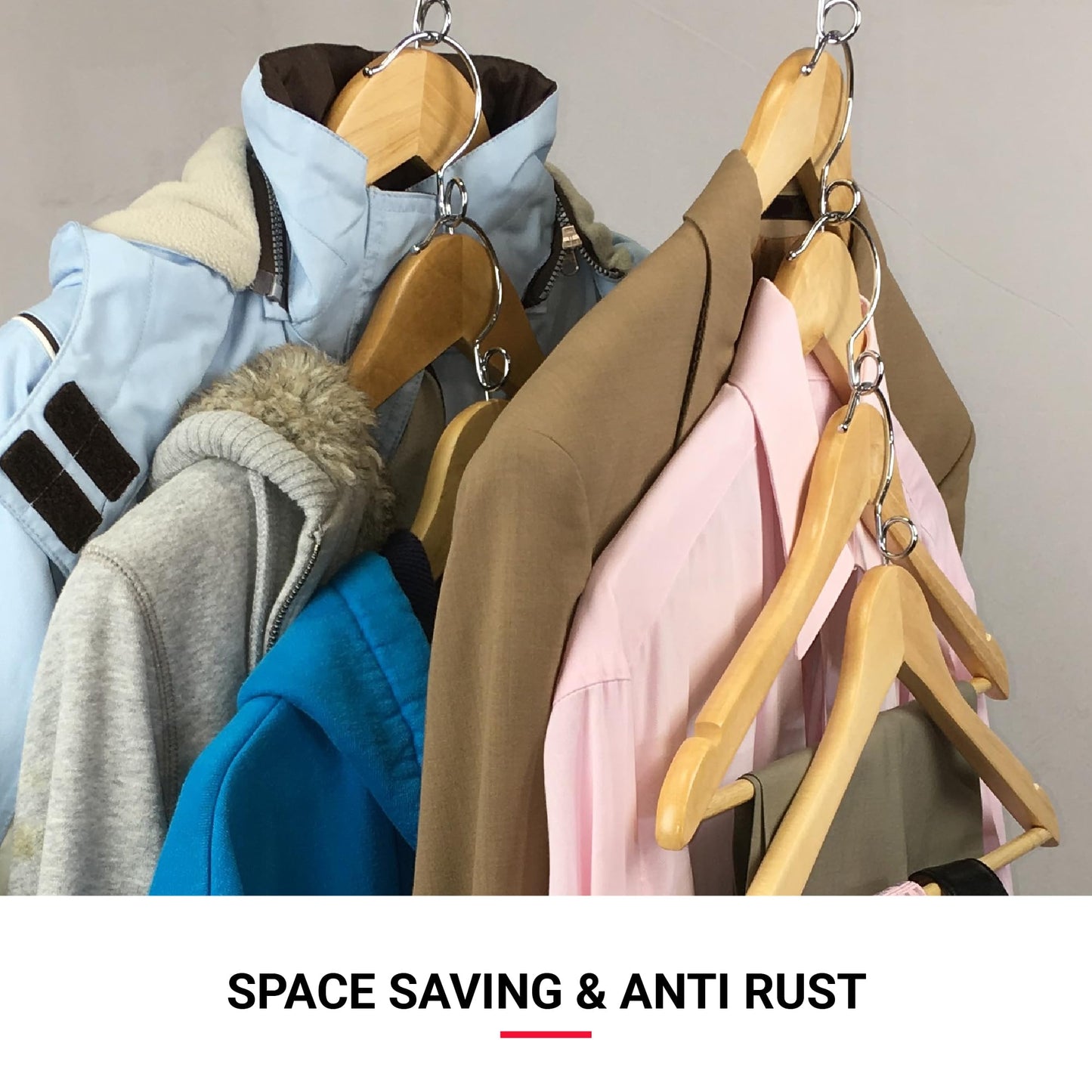 Proman Products - Kascade Hangers, Space Saving Hangers, Customize Your Closet Organization (Walnut, 50-Pack)
