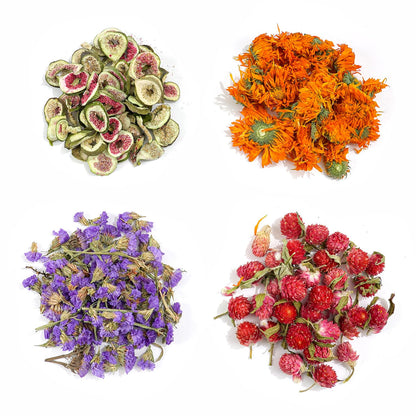Natural Dried Fruit and Flower Kit for DIY Crafts - 25 Bags, Ideal for Soap Making, Candle Making, Resin Jewelry, Bath Bombs, and Nail Art - Includes Rose Petals, Rosebuds, Lilium, Jasmine, and More